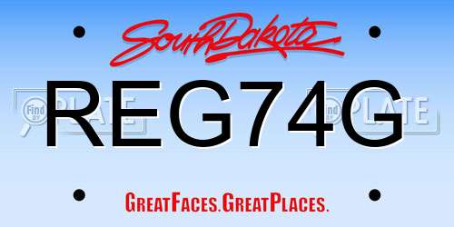 REG74G South Dakota License Plate