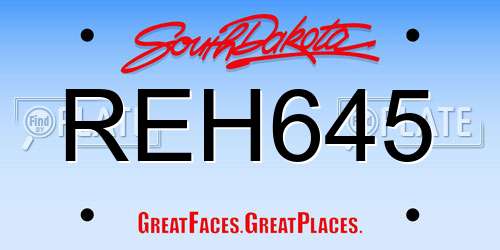REH645 South Dakota License Plate
