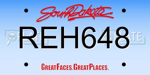 REH648 South Dakota License Plate