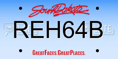 REH64B South Dakota License Plate