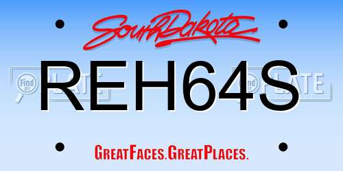REH64S South Dakota License Plate
