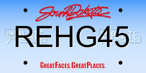 REHG45 South Dakota License Plate