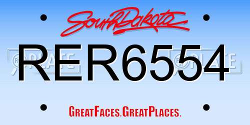 RER6554 South Dakota License Plate