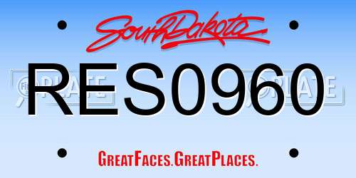 RES0960 South Dakota License Plate