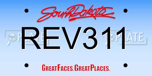 REV311 South Dakota License Plate