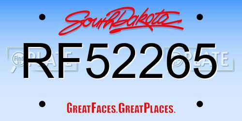 RF52265 South Dakota License Plate