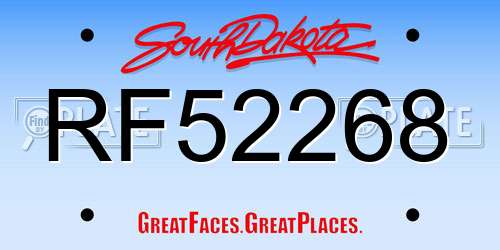 RF52268 South Dakota License Plate