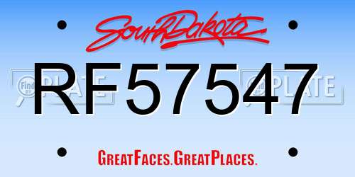 RF57547 South Dakota License Plate