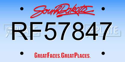 RF57847 South Dakota License Plate