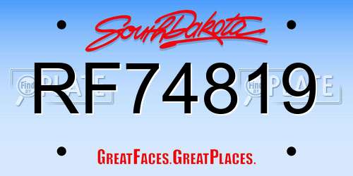 RF74819 South Dakota License Plate