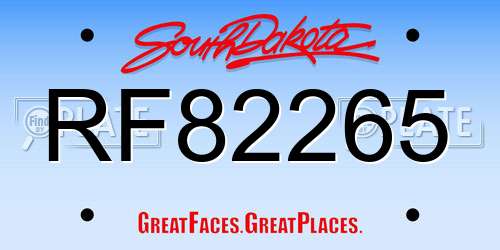 RF82265 South Dakota License Plate
