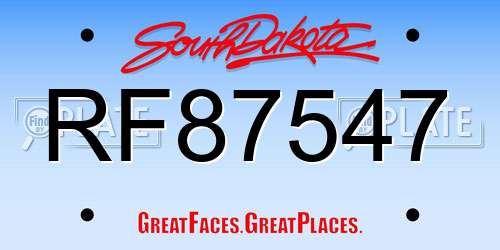 RF87547 South Dakota License Plate