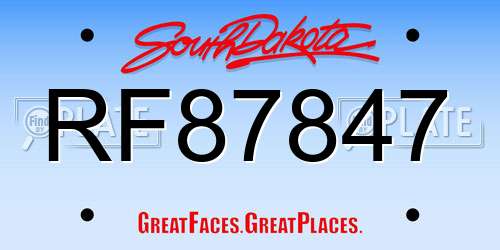 RF87847 South Dakota License Plate