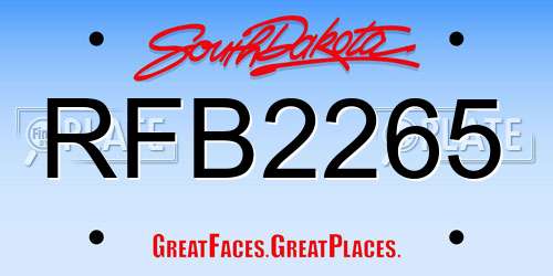 RFB2265 South Dakota License Plate