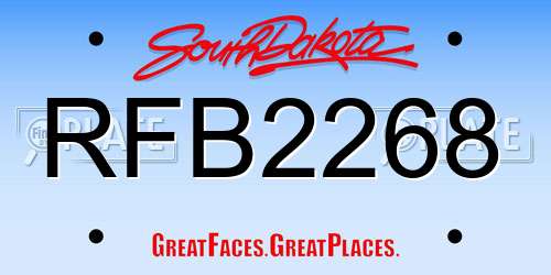 RFB2268 South Dakota License Plate