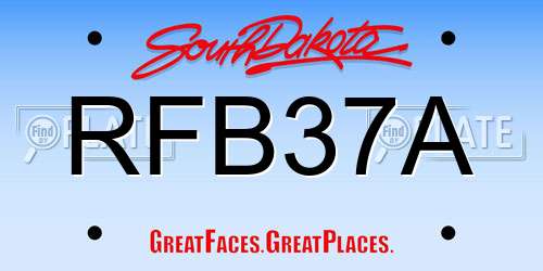 RFB37A South Dakota License Plate