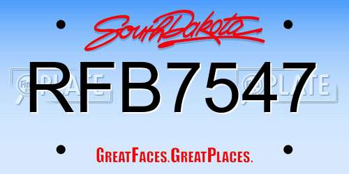 RFB7547 South Dakota License Plate