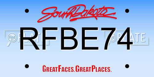 RFBE74 South Dakota License Plate