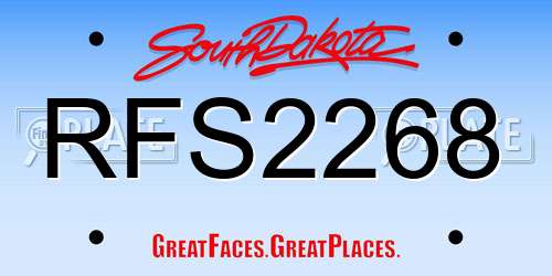 RFS2268 South Dakota License Plate