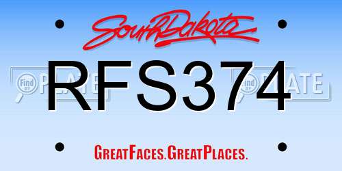 RFS374 South Dakota License Plate