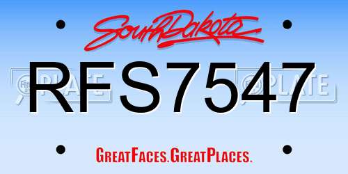 RFS7547 South Dakota License Plate