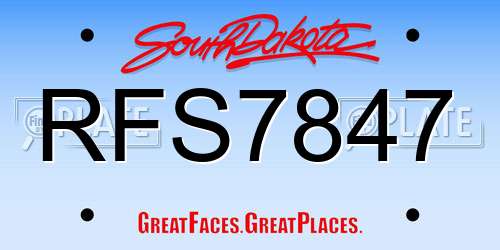 RFS7847 South Dakota License Plate