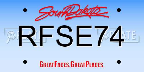 RFSE74 South Dakota License Plate