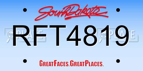 RFT4819 South Dakota License Plate