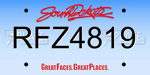 RFZ4819 South Dakota License Plate