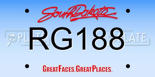 RG188 South Dakota License Plate
