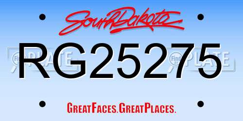 RG25275 South Dakota License Plate