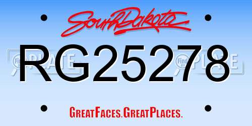 RG25278 South Dakota License Plate
