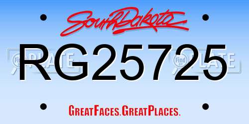RG25725 South Dakota License Plate