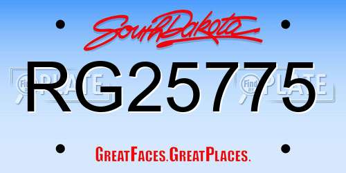 RG25775 South Dakota License Plate
