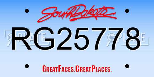 RG25778 South Dakota License Plate