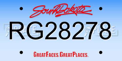 RG28278 South Dakota License Plate