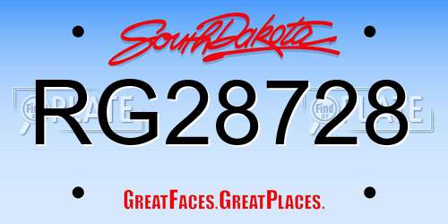 RG28728 South Dakota License Plate