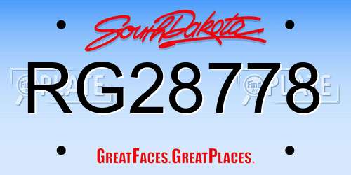 RG28778 South Dakota License Plate