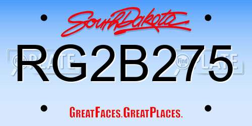 RG2B275 South Dakota License Plate