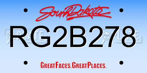 RG2B278 South Dakota License Plate