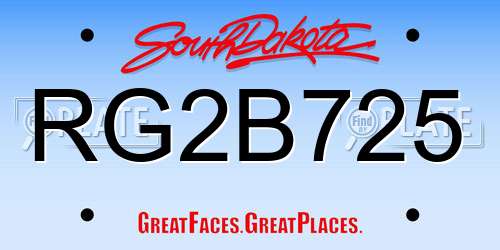 RG2B725 South Dakota License Plate