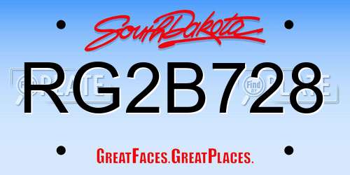 RG2B728 South Dakota License Plate