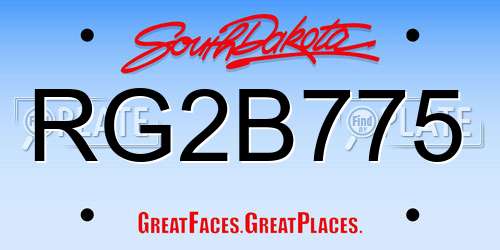 RG2B775 South Dakota License Plate