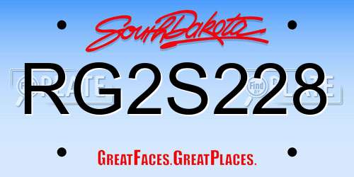 RG2S228 South Dakota License Plate