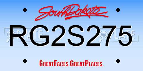 RG2S275 South Dakota License Plate
