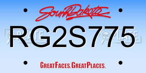 RG2S775 South Dakota License Plate