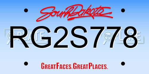 RG2S778 South Dakota License Plate