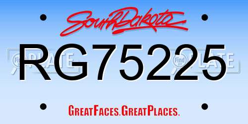 RG75225 South Dakota License Plate