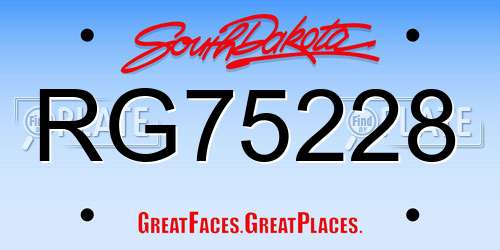 RG75228 South Dakota License Plate
