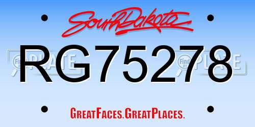RG75278 South Dakota License Plate